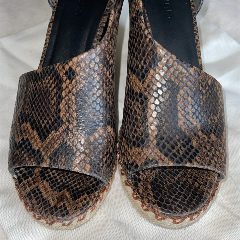 VINCE Percey Snakeskin Coffee Open Toe Heel - Picture 9 of 10
